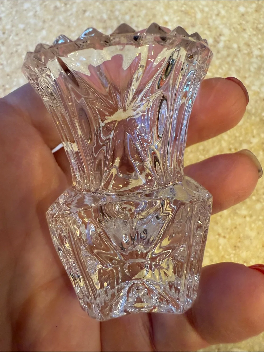 Vintage Clear Glass Cut-Style Decorative Toothpick Holder